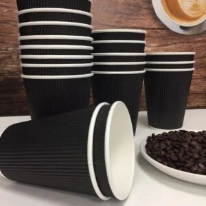 12oz Black Ripple Wall Paper Cups  x 500 1
