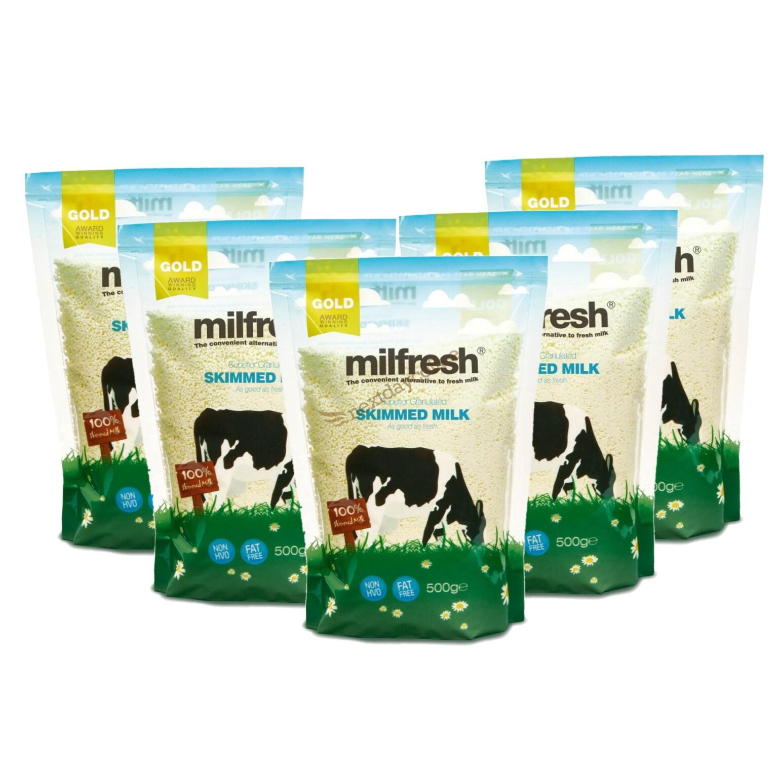 Milfresh Silver Granulated Milk Blend 2 X 500g Bags Fat Free Powder For Tea Coffee Completely Dairy
