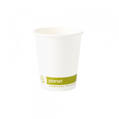 8oz Single Wall ‘Planet’ PLA Paper Compostable Hot Cup x 1000